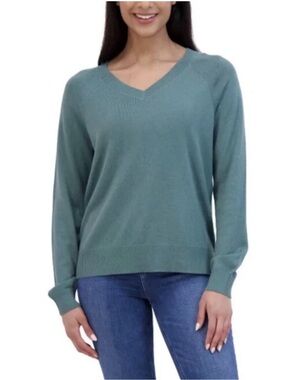 Lucky Brand Women's V-Neck Sage Green Sweater Size Medium
